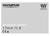Olympus M.ZUIKO DIGITAL 17mm f1.8 Mode D'emploi