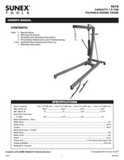 Sunex Tools 5218 Manuel D'opération