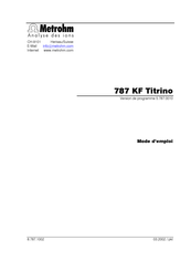 Metrohm 787 KF Titrino Mode D'emploi