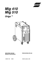 ESAB Origo Mig 510 Manuel D'instructions