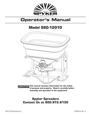 Spyker Spreaders S80-12010 Manuel De L'opérateur