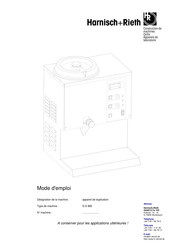 Harnisch+Rieth D-D 860 Mode D'emploi