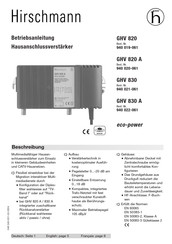 Hirschmann GHV 820 A eco-power Notice D'utilisation