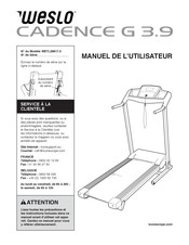 Weslo CADENCE G 3.9 Manuel De L'utilisateur