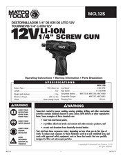 Matco Tools MCL12S Instructions De Fonctionnement