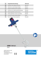 Güde GRW 1414.1 Traduction Du Mode D'emploi D'origine