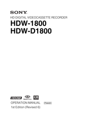 Sony HDW-1800 Mode D'emploi