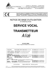 Ardent Aem Alizé Notice D'utilisation Et D'installation