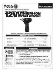 Matco Tools MUC12238IW Instructions De Fonctionnement