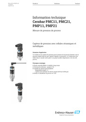 Endress+Hauser Cerabar PMC11, Cerabar PMC21, Cerabar PMP11, Cerabar PMP21, Cerabar PMP23 Information Technique