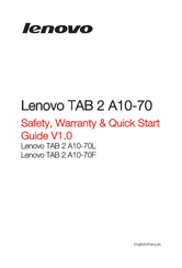 Lenovo TAB 2 A10-70L Guide De Démarrage Rapide