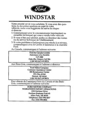 Ford WINDSTAR 1996 Mode D'emploi