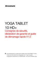 Lenovo YOGA TABLET 10 HD+ Guide De Démarrage Rapide