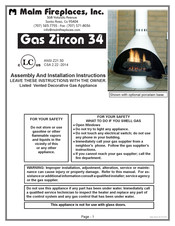 Malm Fireplace Gas Zircon 34 Instructions De Montage Et D'installation