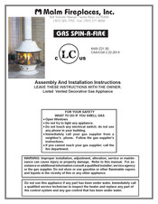 Malm Fireplace GAS SPIN-A-FIRE Instructions De Montage Et D'installation