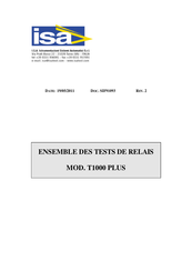 ISA T1000 PLUS Mode D'emploi