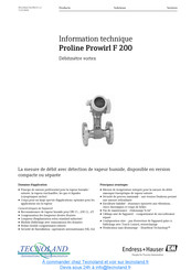 Endress+Hauser Proline Prowirl F 200 Information Technique