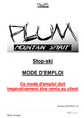 Plum Stop-ski Mode D'emploi