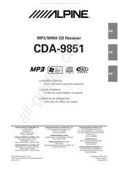 Alpine CDA-9851 Mode D'emploi