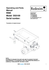 Redexim RINK DS3100 Manuel D'utilisation Et De Pièces