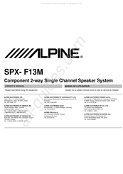 Alpine SPX- F13M Manuel De L'utilisateur