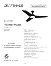 Craftmade Beckham BEK54 Guide D'installation