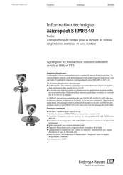 Endress+Hauser Micropilot S FMR540 Information Technique