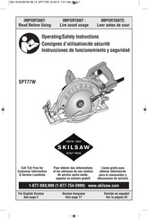 skilsaw SPT77W Consignes D'utilisation/De Sécurité