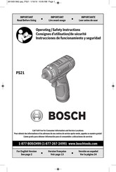 Bosch PS21 Consignes D'utilisation/De Sécurité