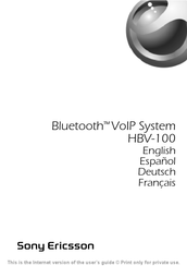 Sony Ericsson HBV-100 Guide D'utilisation