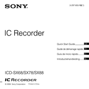 Sony ICD-SX78 Guide De Démarrage Rapide