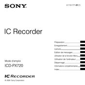 Sony IC RECORDER ICD-PX720 Mode D'emploi