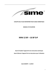 Sime MINI 12 BF Manuel D'utilisation