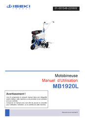 Iseki Motobineuse MB1920L Manuel D'utilisation