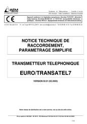 AEM securite EURO/TRANSATEL 7 Instructions Techniques Et De Raccordement