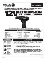 Matco Tools INFINIUM MCL1238DD Instructions De Fonctionnement