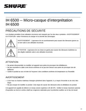 Shure IH 6500 Mode D'emploi