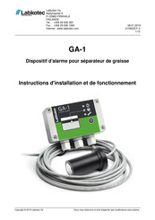 Labcotec GA-1 Instructions D'installation Et De Fonctionnement