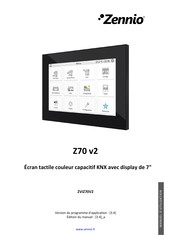 Zennio Z70 v2 Mode D'emploi