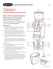 Baratza Vario+ Guide De Démarrage Rapide