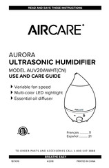 Aircare AURORA AUV20AWHTCN Guide D'utilisation Et D'entretien