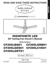 Luminance Brands Kathy Ireland Home CF205LBQ01 Manuel Du Propriétaire