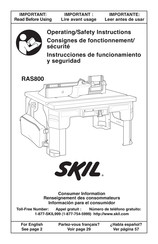 Skil RAS800 Consignes De Fonctionnement/Sécurité