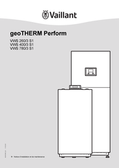 Vaillant geoTHERM Perform VWS 780/3 S1 Notice D'installation Et De Maintenance
