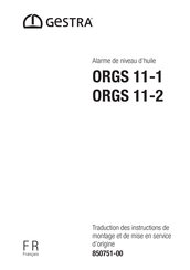 GESTRA ORGS 11-2 Traduction Des Instructions De Montage Et De Mise En Service D'origine