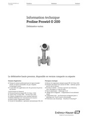 Endress+Hauser HART Proline Prowirl R 200 Information Technique
