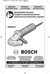 Bosch GWS9-45 Consignes De Fonctionnement/Sécurité