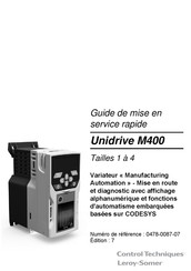 Leroy Somer Unidrive M400 Guide De Mise En Service Rapide