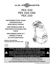 U.S. Products PEX 500-CSA Information Et Directives D'utilisation