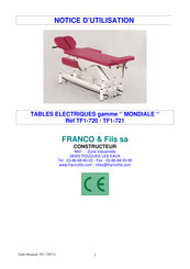 FRANCO & Fils MONDIALE TF1-720 Notice D'utilisation